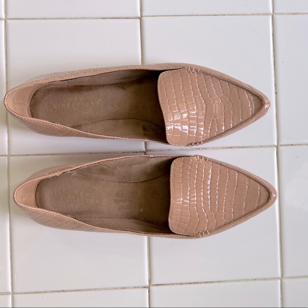 Pink faux crock flats